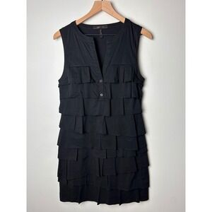 BCBGMAXAZRIA Black Sleeveless Ruffle‎ Tiered Mini Dress Size Small